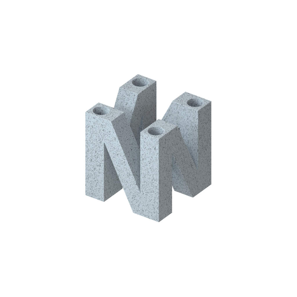 “N” sculpture for four pencils