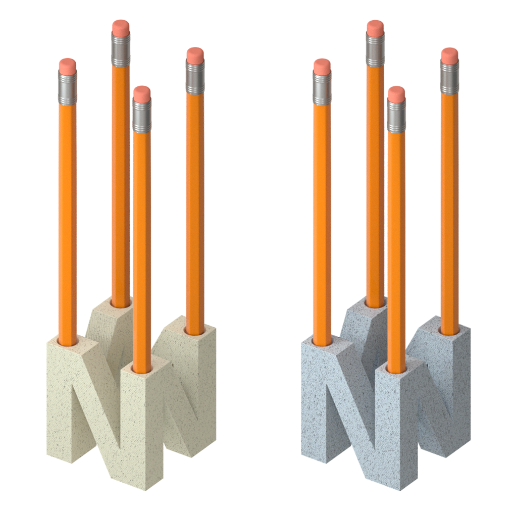 “N” sculpture for four pencils